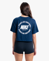 NIKE S&C WOMEN'S CROPPED TEE NAVY/WHITE